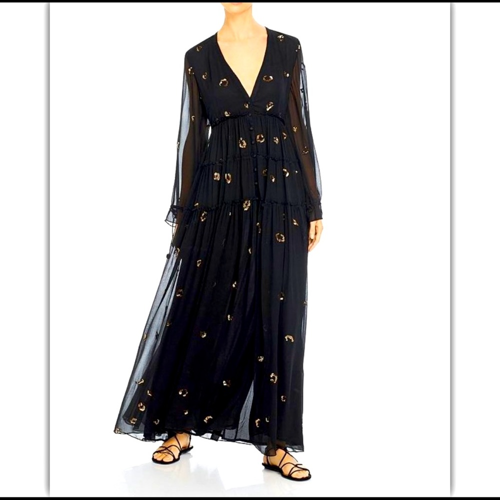 ROCOCO SAND Leopard Sequin maxi dress - NWT